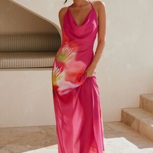 Pink Tropical Maxi Dress NWT!!